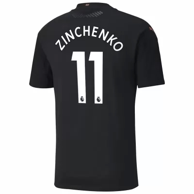 Kinder Fußball Oleksandr Zinchenko #11 Auswärtstrikot Schwarz Trikot 2020/21 Hemd