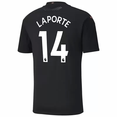 Kinder Fußball Aymeric Laporte #14 Auswärtstrikot Schwarz Trikot 2020/21 Hemd