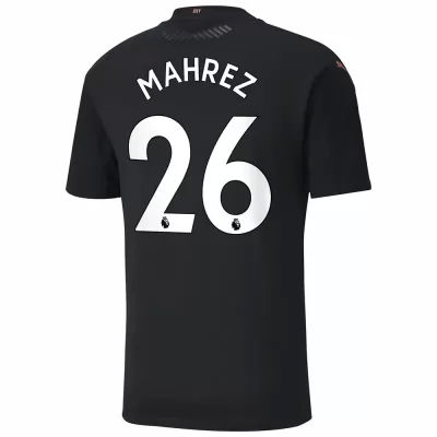 Kinder Fußball Riyad Mahrez #26 Auswärtstrikot Schwarz Trikot 2020/21 Hemd