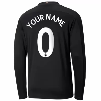 Kinder Fußball Dein Name #0 Auswärtstrikot Schwarz Long Sleeved Shirt 2020/21 Hemd