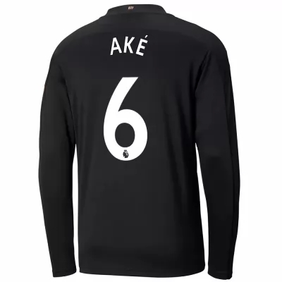 Kinder Fußball Nathan Ake #6 Auswärtstrikot Schwarz Long Sleeved Shirt 2020/21 Hemd
