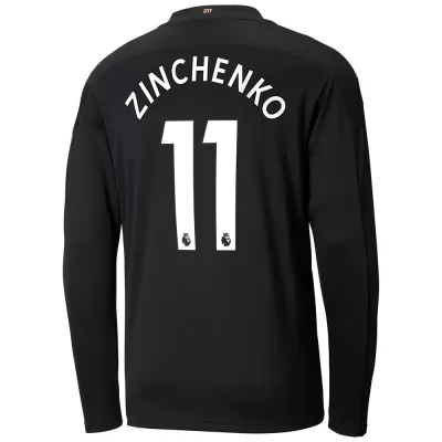 Kinder Fußball Oleksandr Zinchenko #11 Auswärtstrikot Schwarz Long Sleeved Shirt 2020/21 Hemd