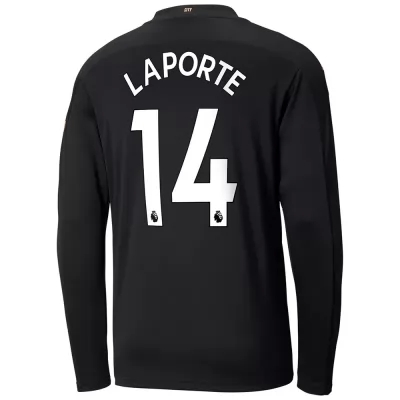 Kinder Fußball Aymeric Laporte #14 Auswärtstrikot Schwarz Long Sleeved Shirt 2020/21 Hemd