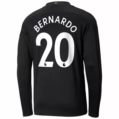 Kinder Fußball Bernardo Silva #20 Auswärtstrikot Schwarz Long Sleeved Shirt 2020/21 Hemd