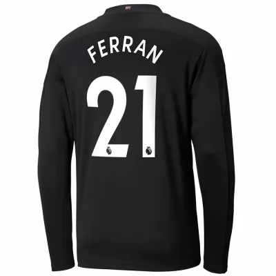 Kinder Fußball Ferran Torres #21 Auswärtstrikot Schwarz Long Sleeved Shirt 2020/21 Hemd