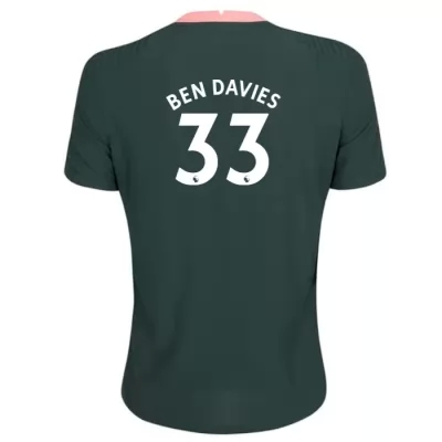 Kinder Fußball Ben Davies #33 Auswärtstrikot Dunkelgrün Trikot 2020/21 Hemd