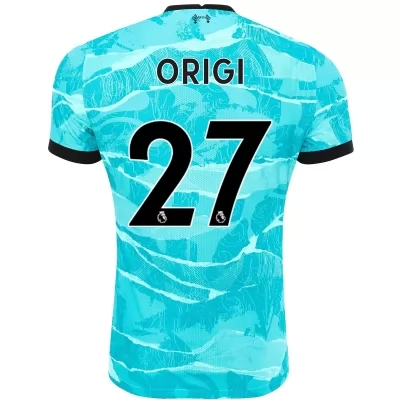 Kinder Fußball Divock Origi #27 Auswärtstrikot Blau Trikot 2020/21 Hemd