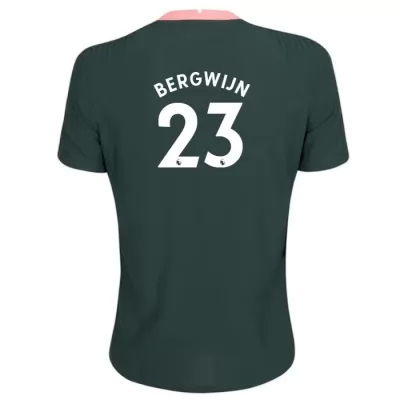 Kinder Fußball Steven Bergwijn #23 Auswärtstrikot Dunkelgrün Trikot 2020/21 Hemd
