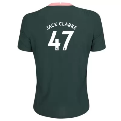 Kinder Fußball Jack Clarke #47 Auswärtstrikot Dunkelgrün Trikot 2020/21 Hemd
