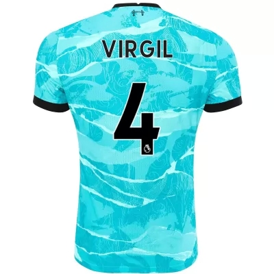 Kinder Fußball Virgil Van Dijk #4 Auswärtstrikot Blau Trikot 2020/21 Hemd