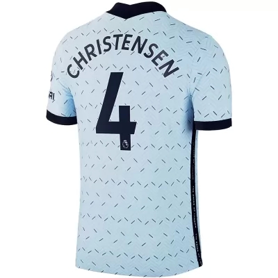 Kinder Fußball Andreas Christensen #4 Auswärtstrikot Hellblau Trikot 2020/21 Hemd