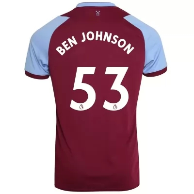 Kinder Fußball Ben Johnson #53 Heimtrikot Burgund Trikot 2020/21 Hemd