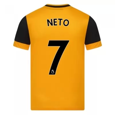 Kinder Fußball Pedro Neto #7 Heimtrikot Orange Trikot 2020/21 Hemd