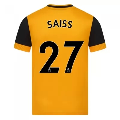 Kinder Fußball Romain Saiss #27 Heimtrikot Orange Trikot 2020/21 Hemd
