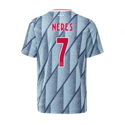 Kinder Fußball David Neres #7 Auswärtstrikot Blau Trikot 2020/21 Hemd