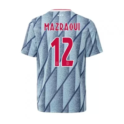 Kinder Fußball Noussair Mazraoui #12 Auswärtstrikot Blau Trikot 2020/21 Hemd