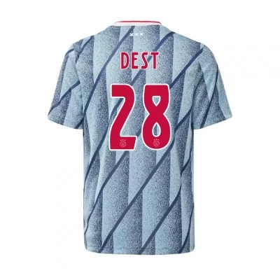 Kinder Fußball Sergino Dest #28 Auswärtstrikot Blau Trikot 2020/21 Hemd