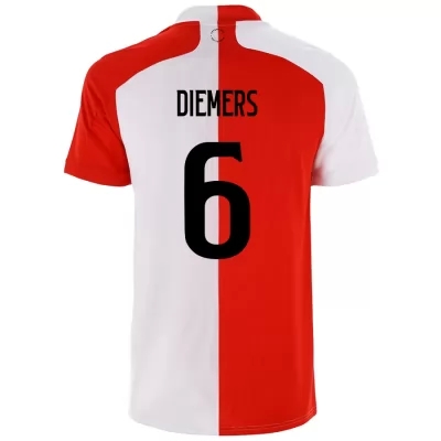 Kinder Fußball Mark Diemers #6 Heimtrikot Rot Weiß Trikot 2020/21 Hemd