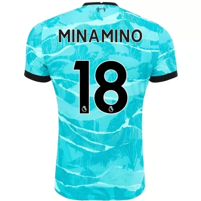 Kinder Fußball Takumi Minamino #18 Auswärtstrikot Blau Trikot 2020/21 Hemd
