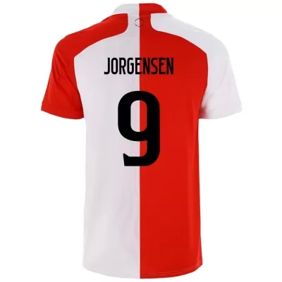 Kinder Fußball Nicolai Jorgensen #9 Heimtrikot Rot Weiß Trikot 2020/21 Hemd