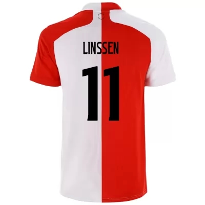 Kinder Fußball Bryan Linssen #11 Heimtrikot Rot Weiß Trikot 2020/21 Hemd