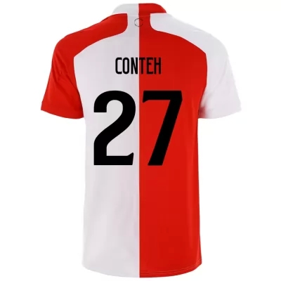 Kinder Fußball Christian Conteh #27 Heimtrikot Rot Weiß Trikot 2020/21 Hemd