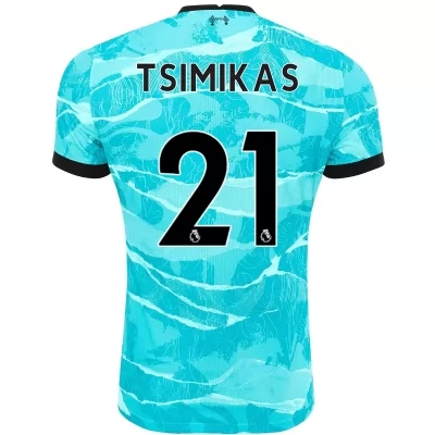 Kinder Fußball Konstantinos Tsimikas #21 Auswärtstrikot Blau Trikot 2020/21 Hemd
