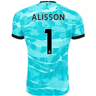 Kinder Fußball Alisson #1 Auswärtstrikot Blau Trikot 2020/21 Hemd