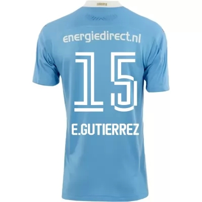 Kinder Fußball Erick Gutierrez #15 Auswärtstrikot Blau Trikot 2020/21 Hemd