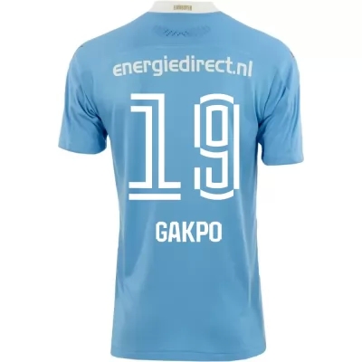 Kinder Fußball Cody Gakpo #19 Auswärtstrikot Blau Trikot 2020/21 Hemd