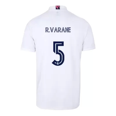 Kinder Fußball Raphael Varane #5 Heimtrikot Weiß Trikot 2020/21 Hemd