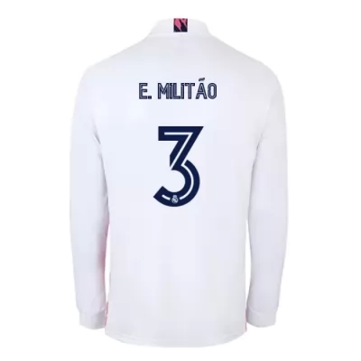 Kinder Fußball Eder Militao #3 Heimtrikot Weiß Long Sleeve Trikot 2020/21 Hemd
