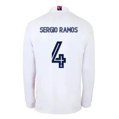 Kinder Fußball Sergio Ramos #4 Heimtrikot Weiß Long Sleeve Trikot 2020/21 Hemd