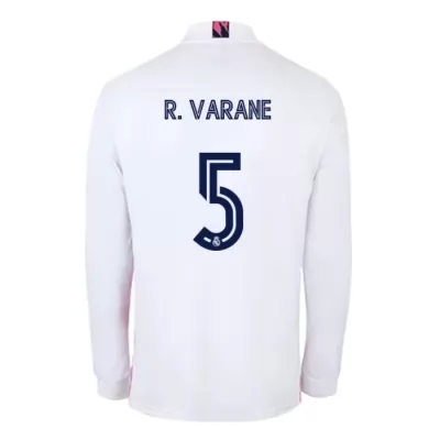 Kinder Fußball Raphael Varane #5 Heimtrikot Weiß Long Sleeve Trikot 2020/21 Hemd