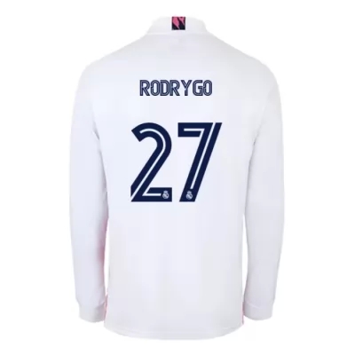 Kinder Fußball Rodrygo #27 Heimtrikot Weiß Long Sleeve Trikot 2020/21 Hemd
