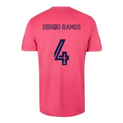Kinder Fußball Sergio Ramos #4 Auswärtstrikot Rosa Trikot 2020/21 Hemd
