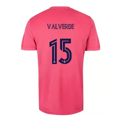 Kinder Fußball Federico Valverde #15 Auswärtstrikot Rosa Trikot 2020/21 Hemd