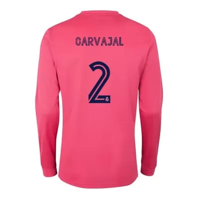 Kinder Fußball Daniel Carvajal #2 Auswärtstrikot Rosa Long Sleeve Trikot 2020/21 Hemd