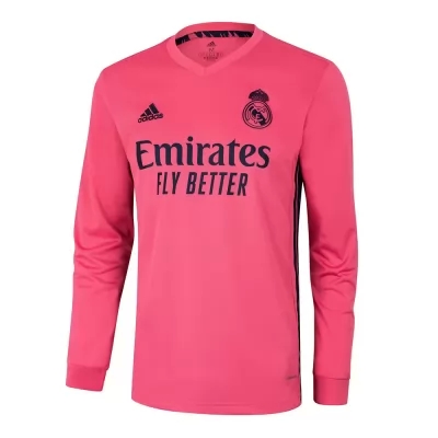 Kinder Fußball Sergio Ramos #4 Auswärtstrikot Rosa Long Sleeve Trikot 2020/21 Hemd