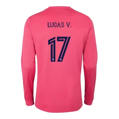 Kinder Fußball Lucas Vazquez #17 Auswärtstrikot Rosa Long Sleeve Trikot 2020/21 Hemd