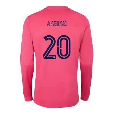 Kinder Fußball Marco Asensio #20 Auswärtstrikot Rosa Long Sleeve Trikot 2020/21 Hemd