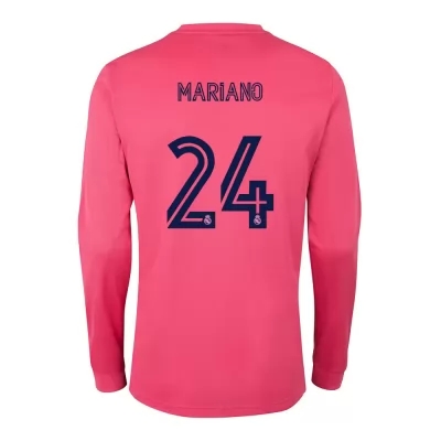 Kinder Fußball Mariano Diaz #24 Auswärtstrikot Rosa Long Sleeve Trikot 2020/21 Hemd