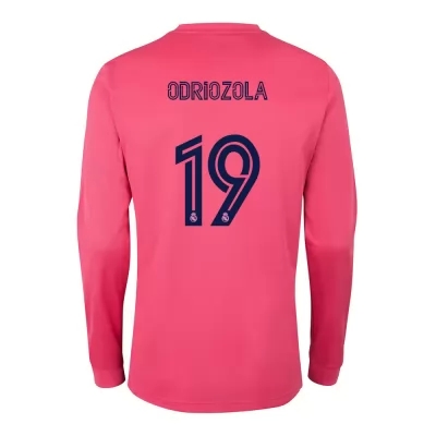 Kinder Fußball Alvaro Odriozola #19 Auswärtstrikot Rosa Long Sleeve Trikot 2020/21 Hemd