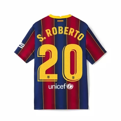 Kinder Fußball Sergi Roberto #20 Heimtrikot Rot Blau Trikot 2020/21 Hemd