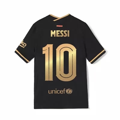 Kinder Fußball Lionel Messi #10 Auswärtstrikot Schwarz Trikot 2020/21 Hemd