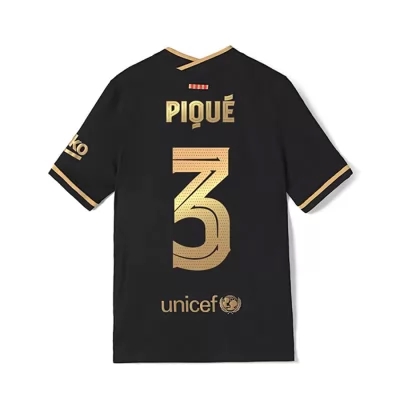 Kinder Fußball Gerard Pique #3 Auswärtstrikot Schwarz Trikot 2020/21 Hemd