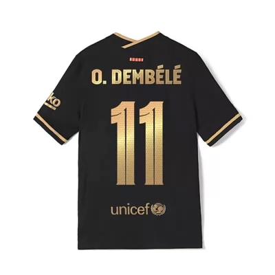 Kinder Fußball Ousmane Dembele #11 Auswärtstrikot Schwarz Trikot 2020/21 Hemd