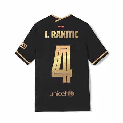 Kinder Fußball Ivan Rakitic #4 Auswärtstrikot Schwarz Trikot 2020/21 Hemd