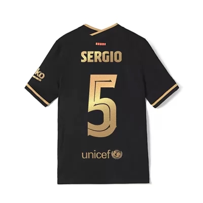Kinder Fußball Sergio Busquets #5 Auswärtstrikot Schwarz Trikot 2020/21 Hemd
