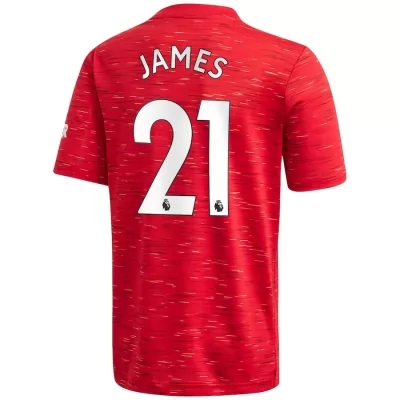Kinder Fußball Daniel James #21 Heimtrikot Rot Trikot 2020/21 Hemd